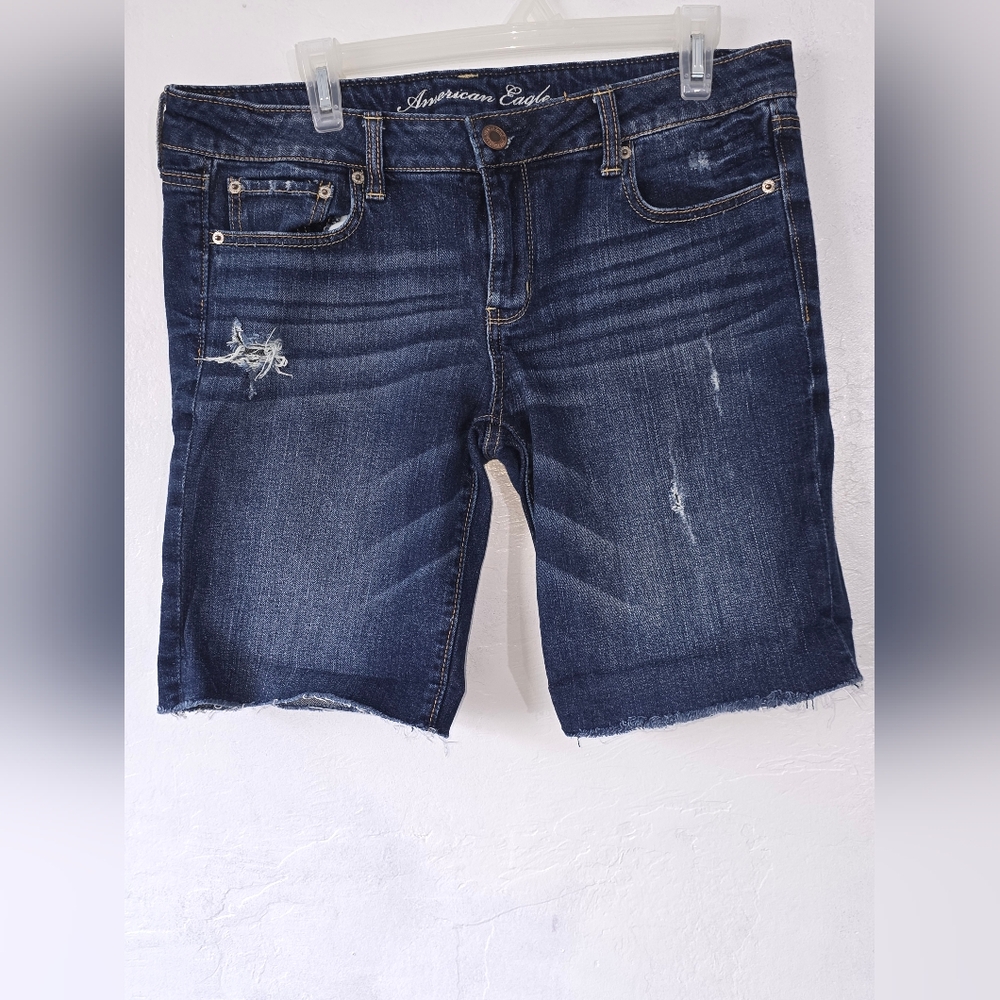 American Eagle Outfitters Blue Bermuda Shorts Distressed Style